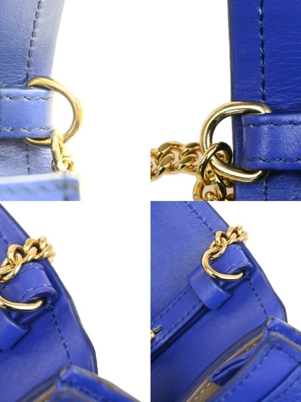 CHLOE Logo Aby Chain Shoulder Bifold Long Wallet Leather Blue GHW Spain 64MA495 - Picture 12 of 16